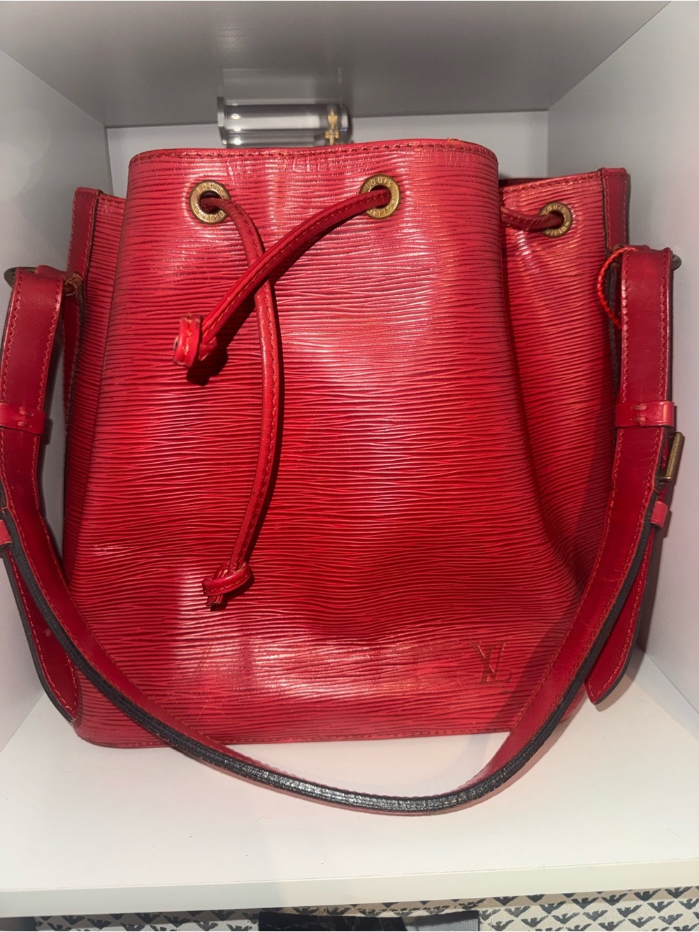 Louis Vuitton Red Epi Leather Drawstring Shoulder Bag
